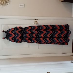 Abstract print maxi dress with halter top size medium.